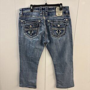 Rock Revival Jeans Mens 38 Blue Matthew Straight Embroidered Pockets Denim (D10)